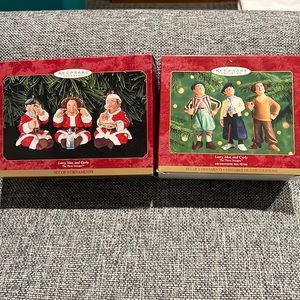 3 Stooges Santa Ornaments and 3 Stooges Golf Ornaments.